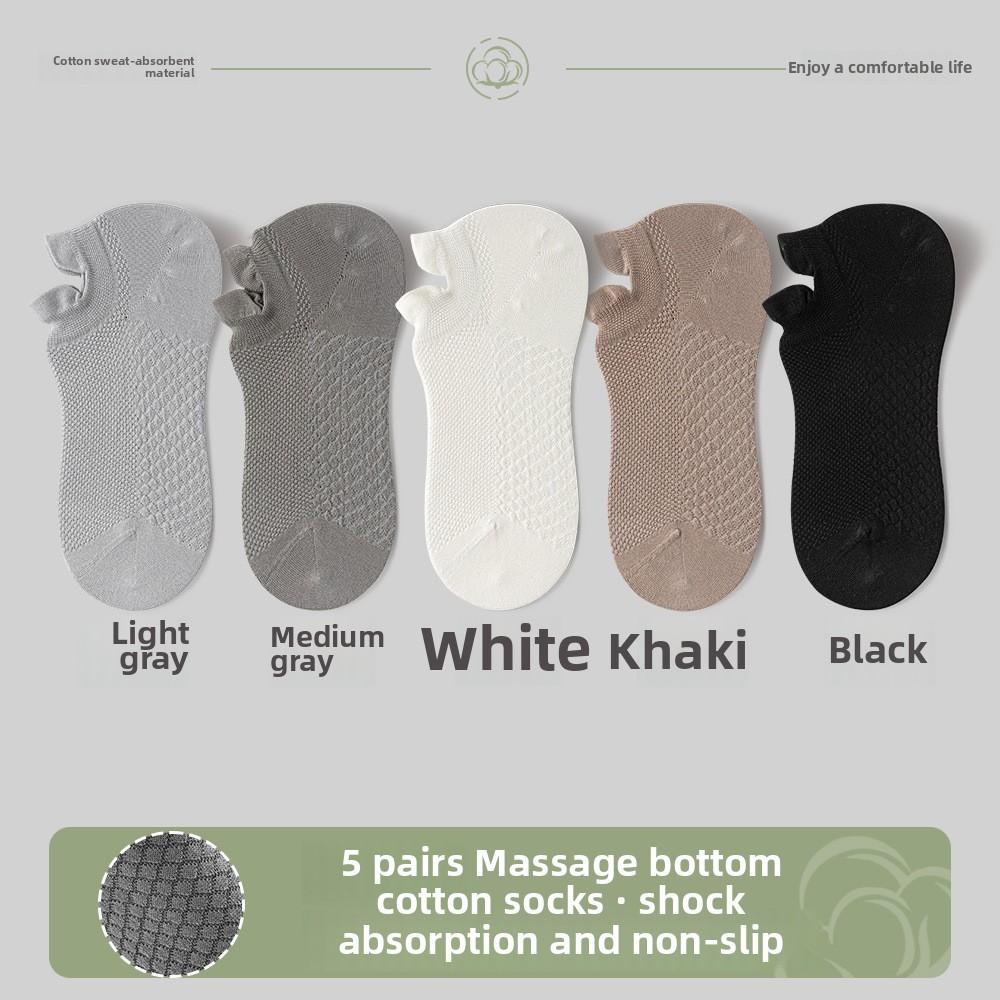 

5 пар мужских коротких носков-лодочек из чистого хлопка с антибактериальной сеткой 7A, впитывающих пот и дышащих 5 Pairs