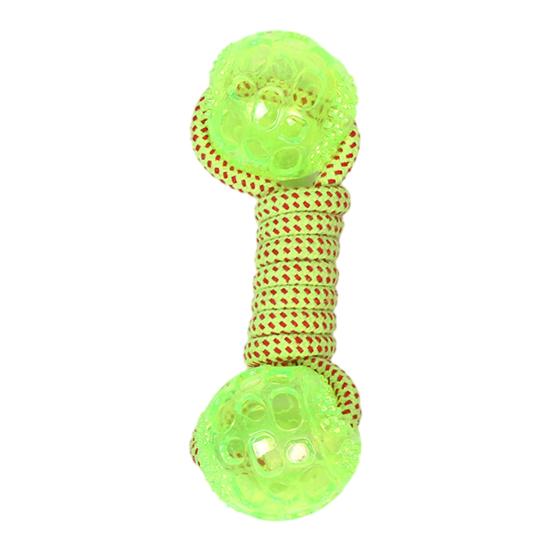 Hund Baumwollseil Kauspielzeug Hantelform Seilspielzeug mit strukturierten Bällen Interaktives Welpen Zahnungsspielzeug für Tauziehen Langeweile Linderung Zahnpflege