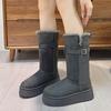 Mid-tube Cotton Boots  Winter New Belt Buckle Platform Plush Thickened Non-slip Snow Boots