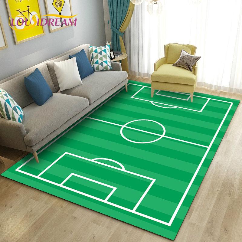 כדורגל כדורגל תלת מימד שטיח אזור ספורט, שטיח לסלון ספת חדר שינה שטיח לדלת קישוט מטבח, משחק לילדים מחצלת רצפה מונעת החלקה