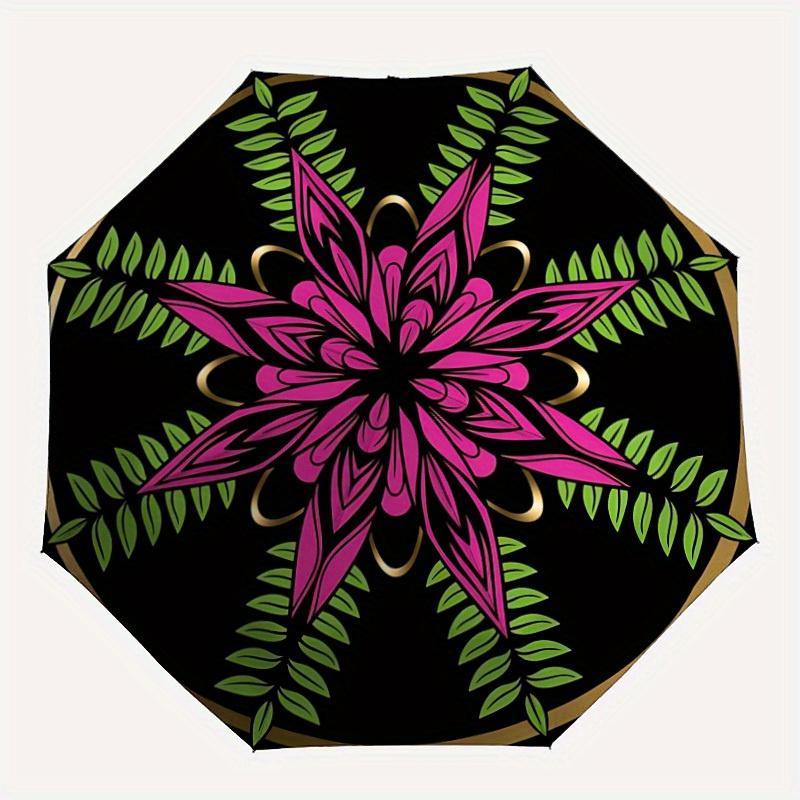

1pc Floral Mandala Automatic Opening/closing umbrella, Reinforced 8-Rib Construction, Compact Travel Umbrella yy250808159