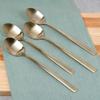 4x Gold Cocktail Spoons, Long, Dessert, Ice Cream, Coffee Spoon Set
