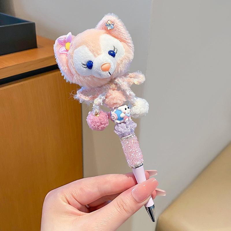 Kawaii Cartoon Pen Cute Bead String Pen  Flash Diamond Rotating Neutral Pen Writing Smooth Ballpoint Pen Birthday Gift