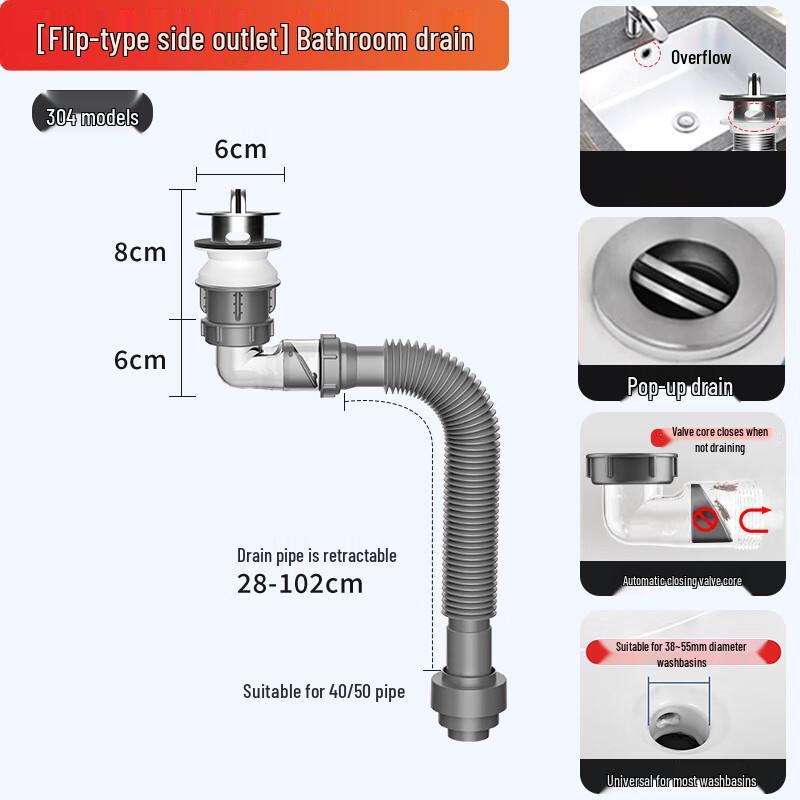 SIOYIE Stainless Steel Pop-Up Basin Drain