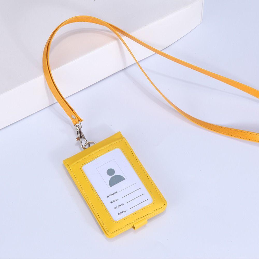 With Lanyard Name Badge Holder Solid Color ID Card Cover Work Card Holders  Office Supplies