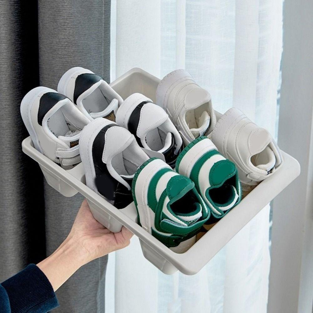 2PCS Nordic Style Oblique Plug-In Shoe Storage Rack Plastic Vertical Slippers Rack  Bedside