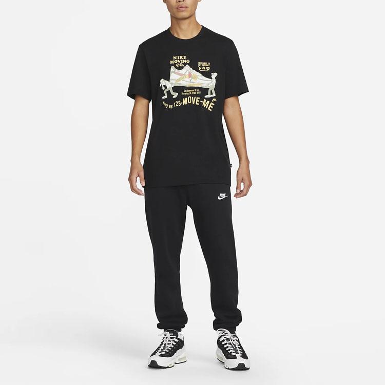 Nike Solid Color Letter Cartoon Anime Print Round Neck Pullover Short Sleeve T-Shirt Men T-Shirts Black DZ2848-010