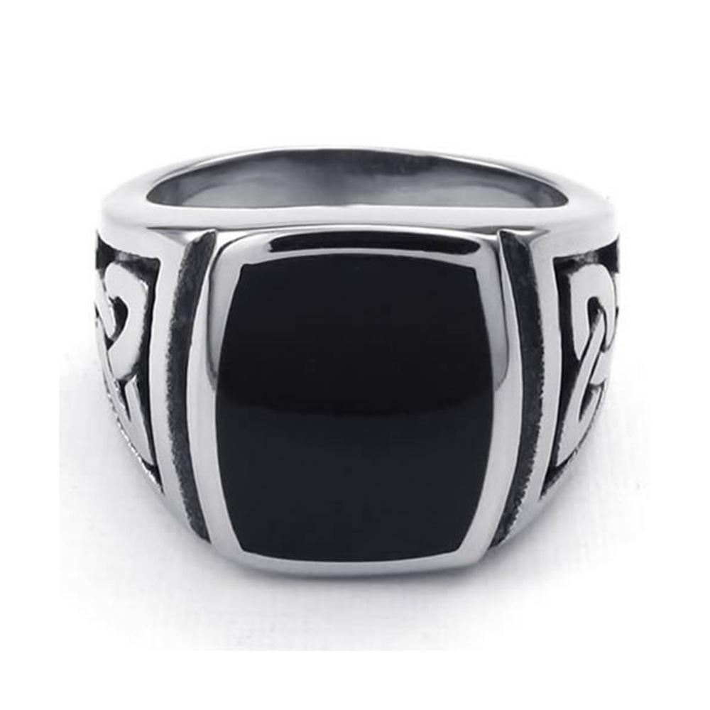 Nordic Viking Celtic Knot Black Stainless Steel Retro Men's Ring