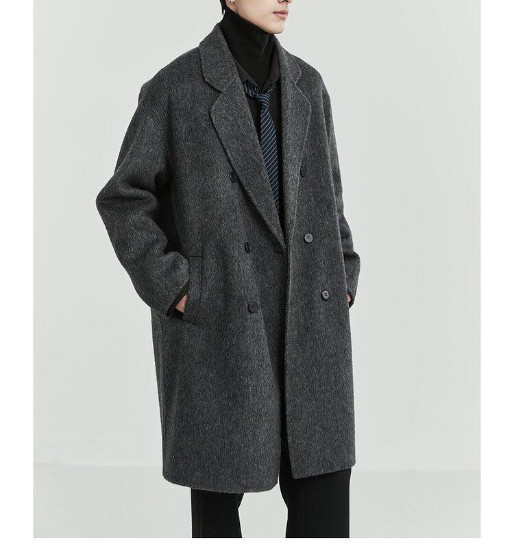 Men's Mid-Length Double-Sided Wool Coat: New Stylish Thickened Korean Winter Design