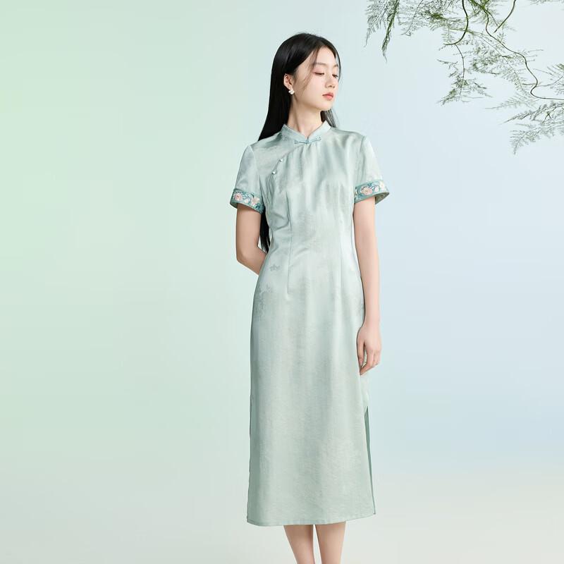 Sancai New Chinese Style Cheongsam Long Dress