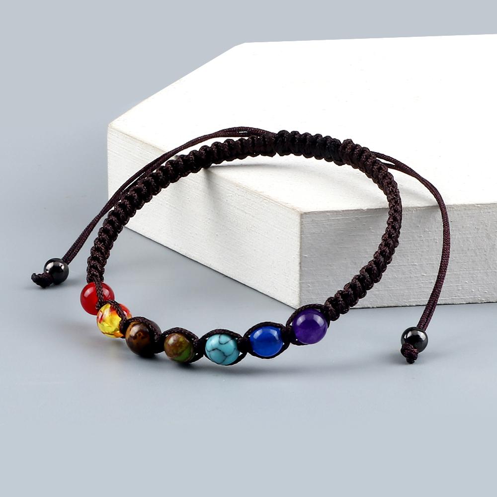 Handmade 7 Chakra Bracelet Natural Stone Braided Rope Yoga Reiki Healing Balance Bracelets & Bangles Meditation Gift