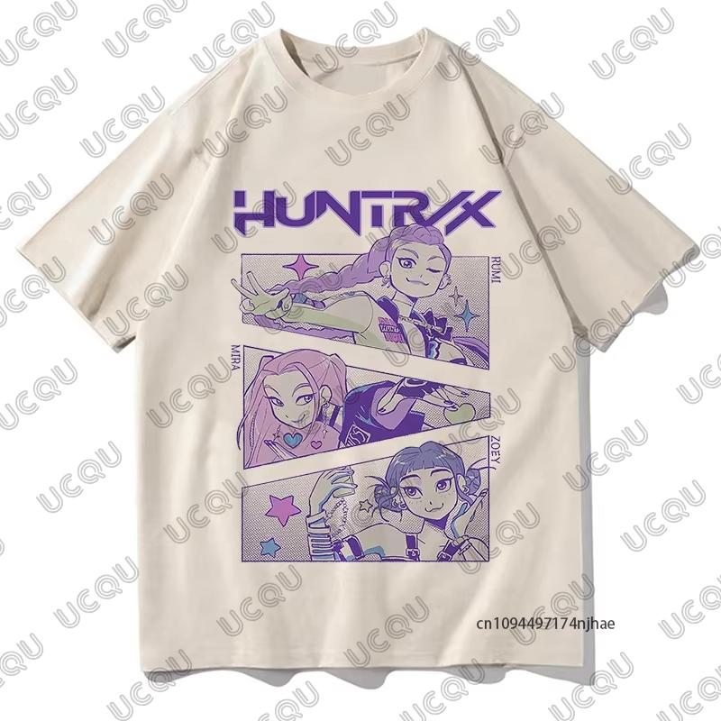 Chasseurs de démons KPop Huntrix Impression graphique Coton Hommes Femmes T-shirt Été Manches courtes T-shirts Décontracté Sport Enfants Hauts