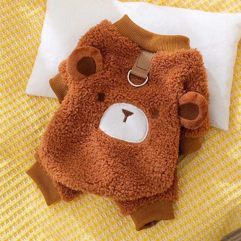 Haină Polar Drăguță cu Ursuleț Coreean pentru Câini și Pisici - Cu Patru Picioare, Caldă și Groasă pentru Toamnă/Iarnă