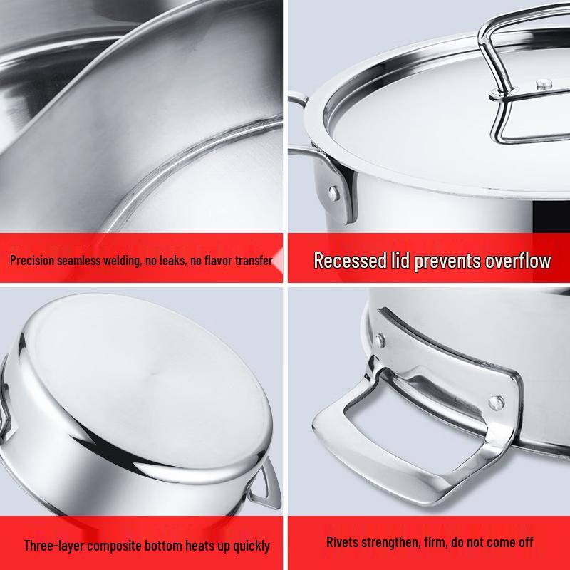 Xiangdong Stainless Steel 3-Compartment Divided Hot Pot
