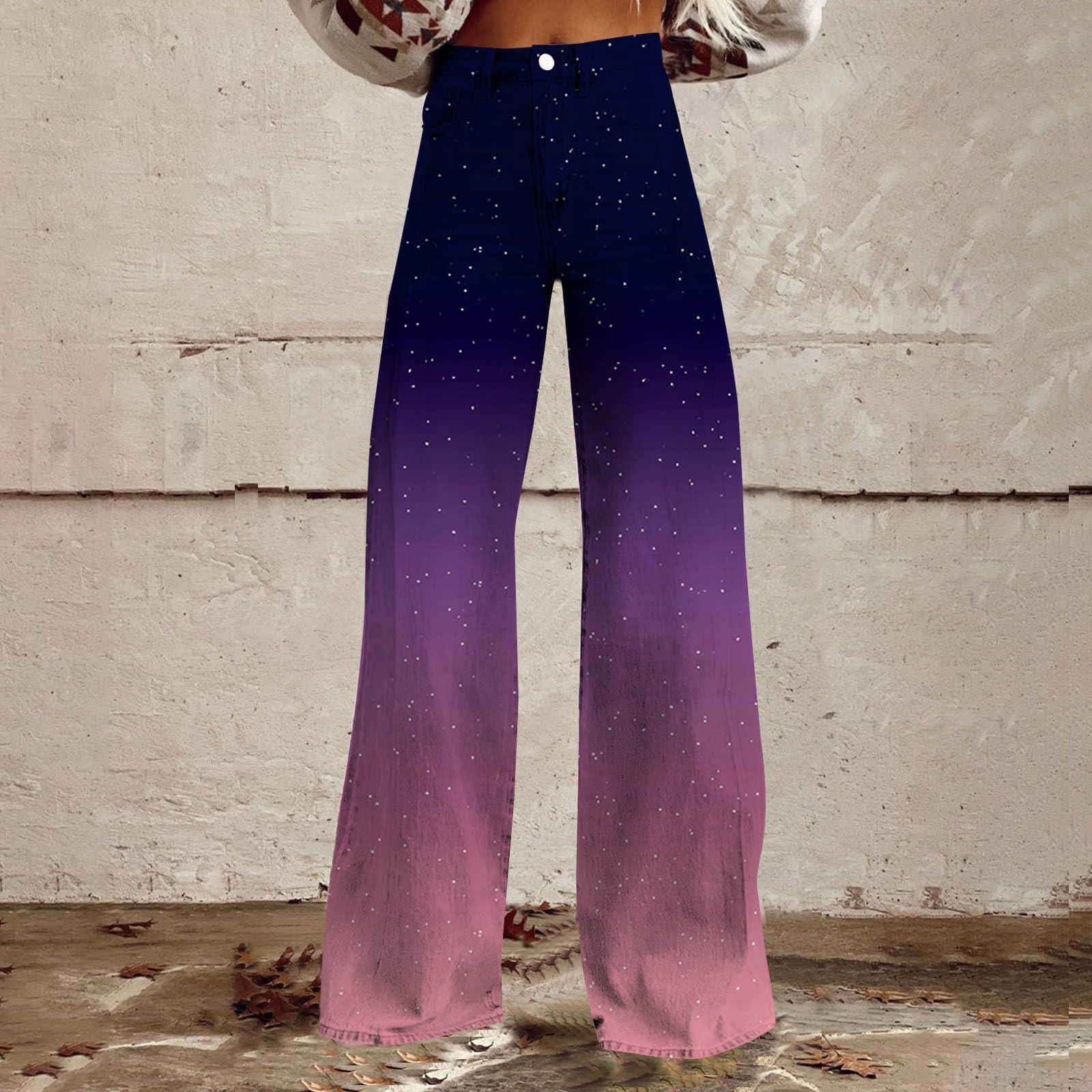 

Широкие расклешенные джинсы для женщин с карманами, мешковатые брюки с винтажным цветочным принтом и высокой талией, свободные брюки XXL