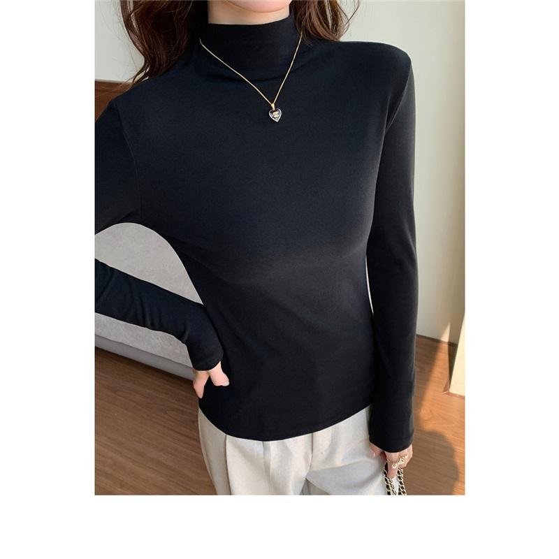 Ladies' Autumn And Winter Warm Inner Half High Neck Base Shirt