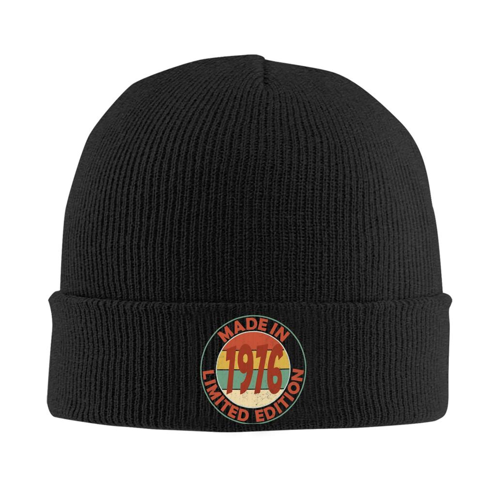 Herren Damen Strickbündel Mütze Geboren 1976 vintage Alter 50 Jahre alt 50. Geburtstag Merch Warm Gestrickt Beanie Mützen Skullies