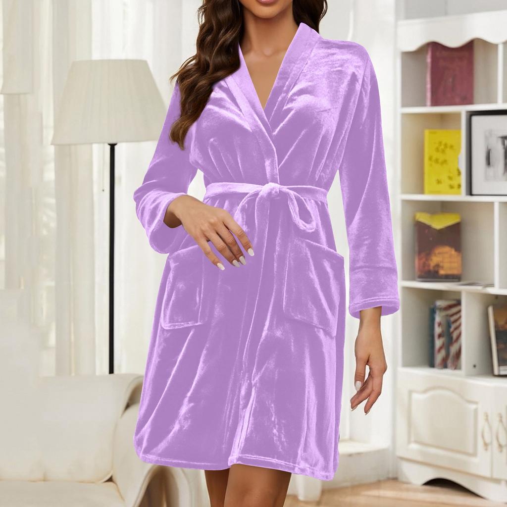 Women's Fleece Dressing Gown Women's Bathrobe Lightweight House Coat Bathrobe Plush