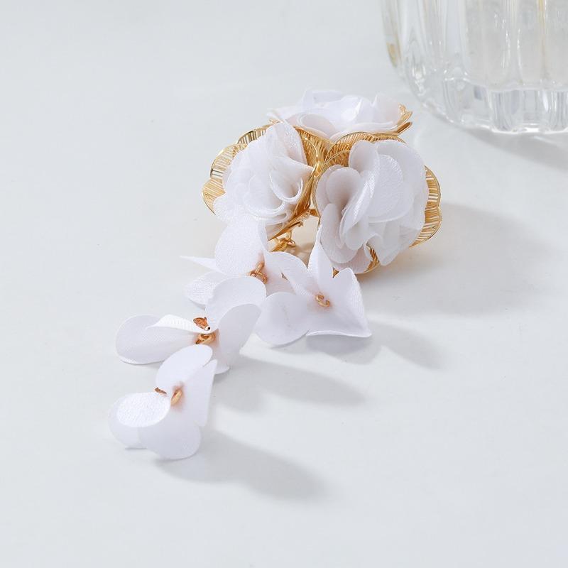 Draweye Chiffon Flowers Earrings for Women Beach Style Summer Hyperbole Vintage Jewelry Elegant Sweet Pendientes Mujer
