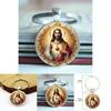 Moderne minimalistische Glaslegierung Schlüsselanhänger mit Herz Jesus Charakter Anhänger zum Verschenken
