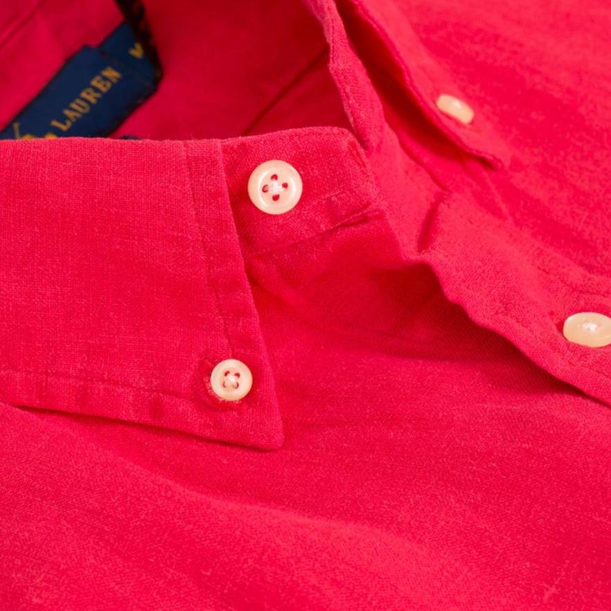 Polo Ralph Lauren SS24 Koszula z krótkim rękawem z lnu z haftowanym logo kucyka męska koszule 710741707-007