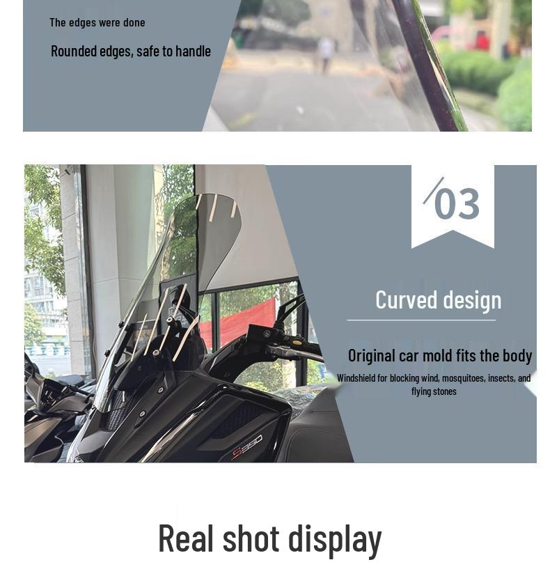 Raised Windshield for KYMCO S350/S250 - Modified Front Accessories