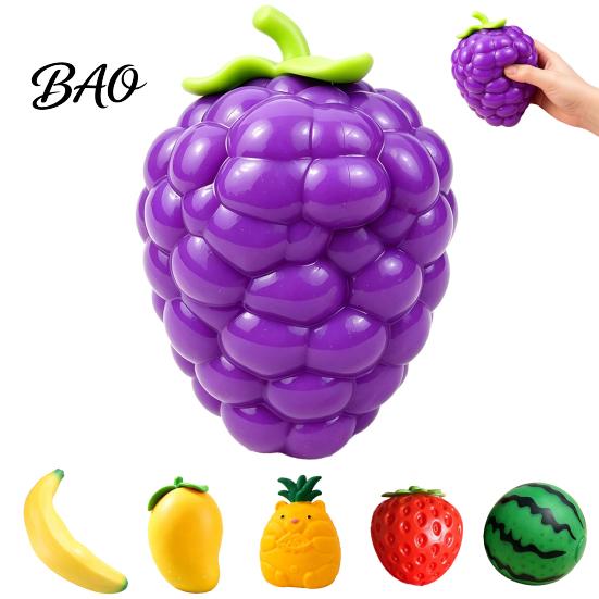 Fruit Stress Relief Toys Giant Toy, Mango Pineapple Grape Strawberry Watermelon Banana Hand Exercise Tools Squeeze Exerciser Toy for Anxiety Shaped