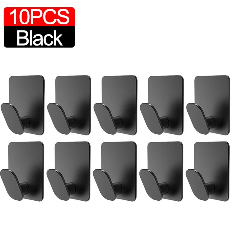 10/1pc Stainless Steel Wall Hooks Bathroom Robe Hook Adhesive Key Clothes Hanger Towel Holder Kitchen Bathroom MultiPurpose Hook