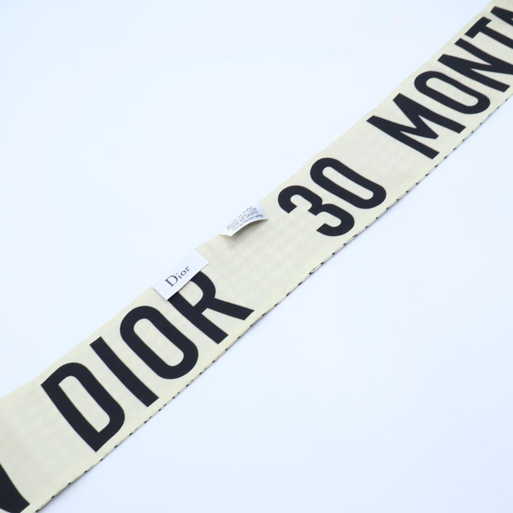 Dior [Beautiful Condition] Logo Mitza 100% Silk Scarf Ivoryx blackUsed