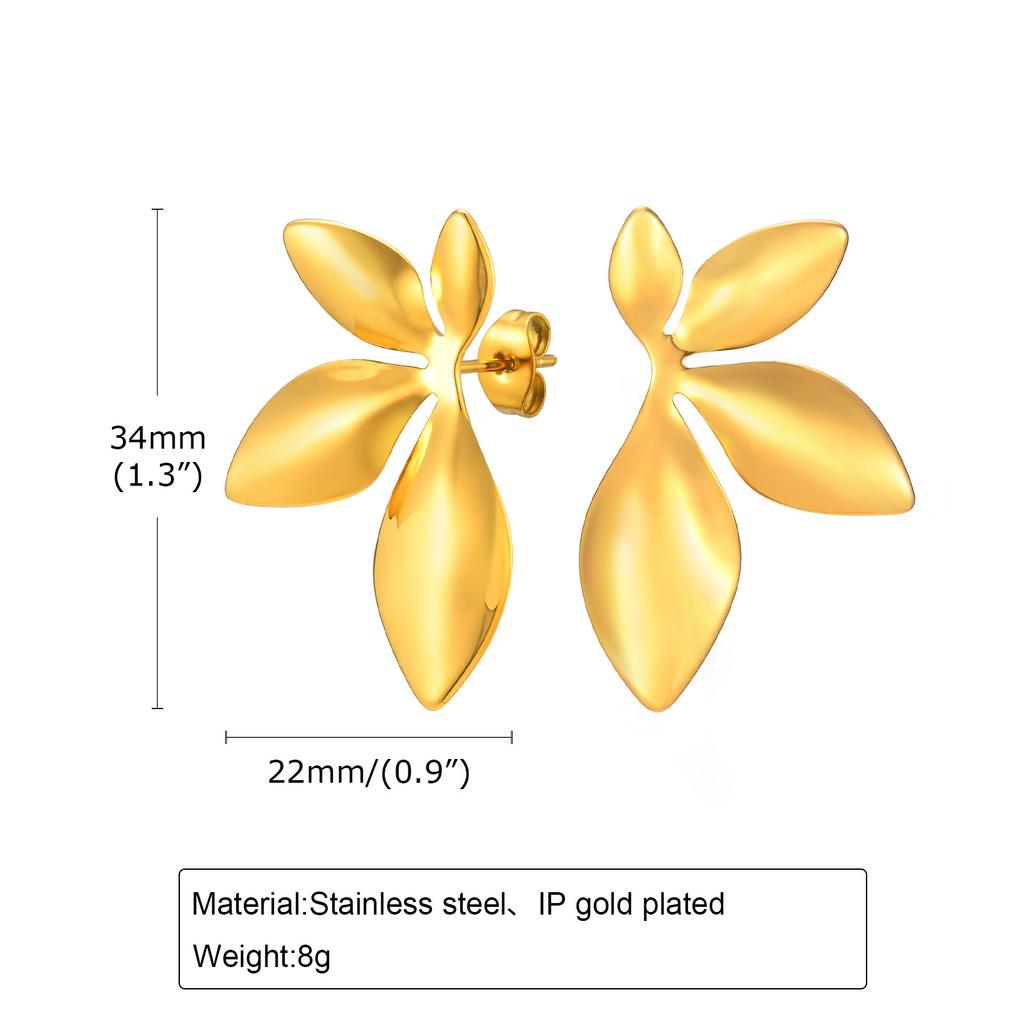 2026 Edelstahl-Ohrringe Exquisiter Blatt-Mode-Steckerohrring Klassischer Übertriebener Ohrring für Damen Schmuck Party Geschenke