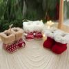 Christmas Decorative Boots Pendants Snowflake Pattern Fuzzy Knit Shoes Hanging Ornaments