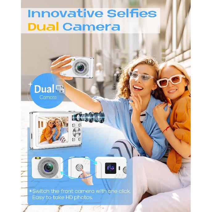 Digital Camera, UHD 4K Digital Camera with Front and Rear Camera, Autofocus 48MP 16X Digital Zoom Vlogging Camera with 32GB Card, 2.8 Inch Screen