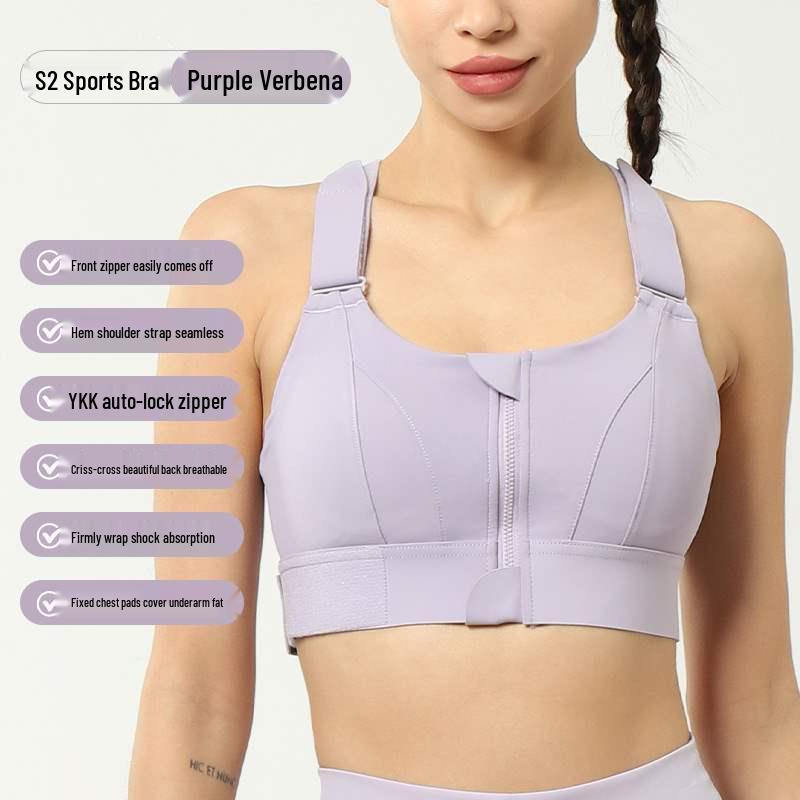 

Спортивный бюстгальтер больших размеров с защитой от ударов, на молнии спереди, для йоги высокой интенсивности и бега L