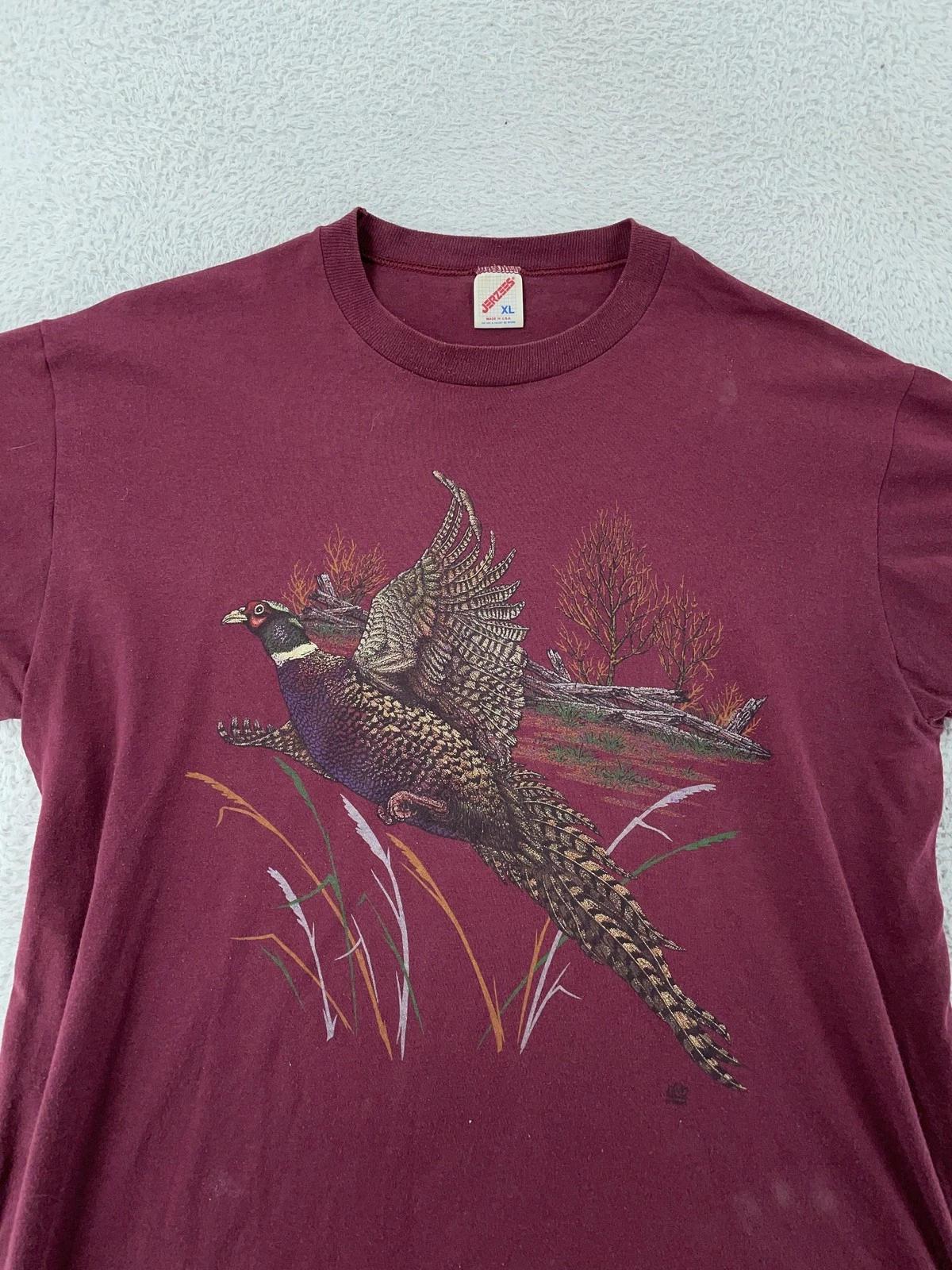 

Vintage Pheasant Shirt Mens Large/XL Burgundy Bird Hunting Nature Made USA 90s S