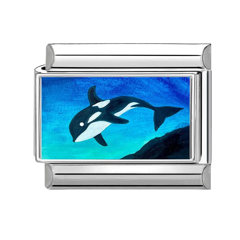 New Blue Sea Fishtail Dolphin Turtle Blueberry Music Tape Italian Charm Link Fit 9mm Stainless Steel Bracelet DIY Making Gift