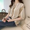 1116 Summer New Women's Clothing Fashion Color Matching Striped Shirt Women's Loose and Thin Bat Sleeve Top Korean Version