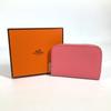 HERMES Zip Angor Wallet Coin Compartment Zip Around coin purse Leather pink
