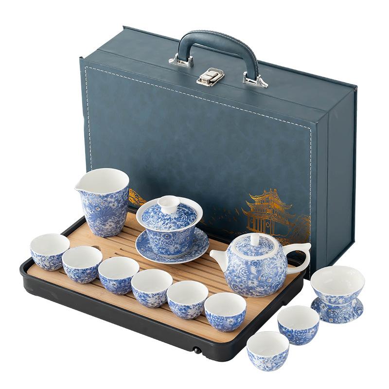 Guochao Blühendes Weißes Porzellan Leichter Luxus Teegeschirr Haus Büro Tee Hochwertig Festival Souvenir