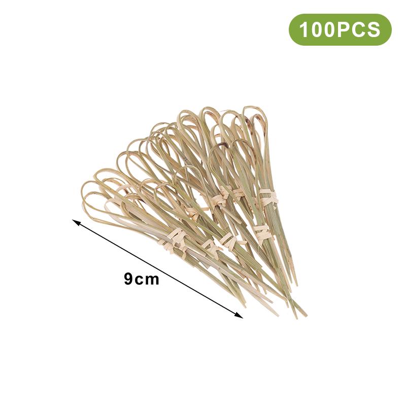 100Pcs Bamboo Skewers Barbeque Bar Tool Kitchen Cocktail Picks Disposable Bamboo Knot Skewers Fruit Forks Stick For Home Party