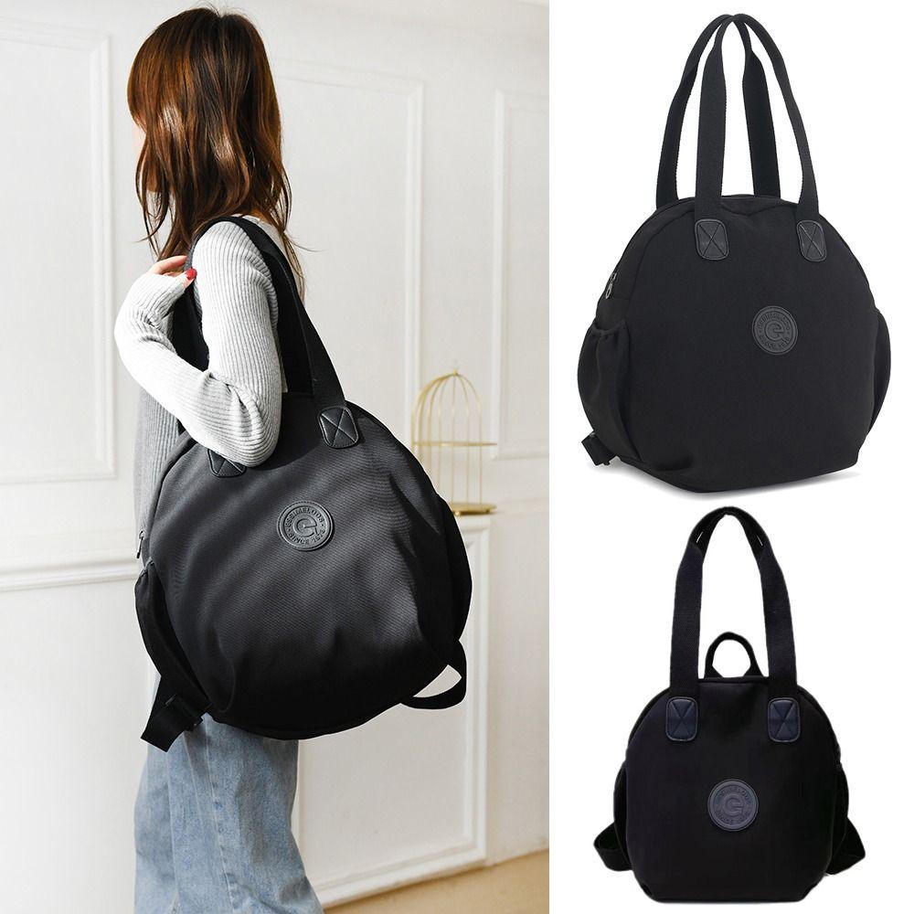 

Black Travel Backpack Oxford Cloth Schoolbag Trendy Computer Bag 39x36x12cm