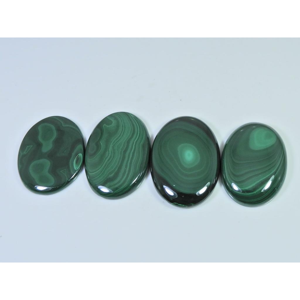 290Cts. Natural Malachite Oval Shape Cabochon Loose Gemstone 4Pcs Lot C-2107