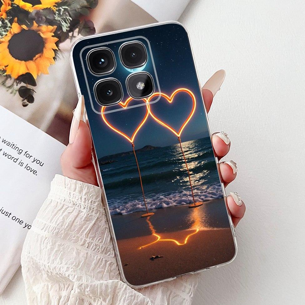 Clear For Xiaomi 14T Case Cover Luxury Cute Cat Fashion Flowers Funny Cool Painted Soft Phone Case 2406APNFAG