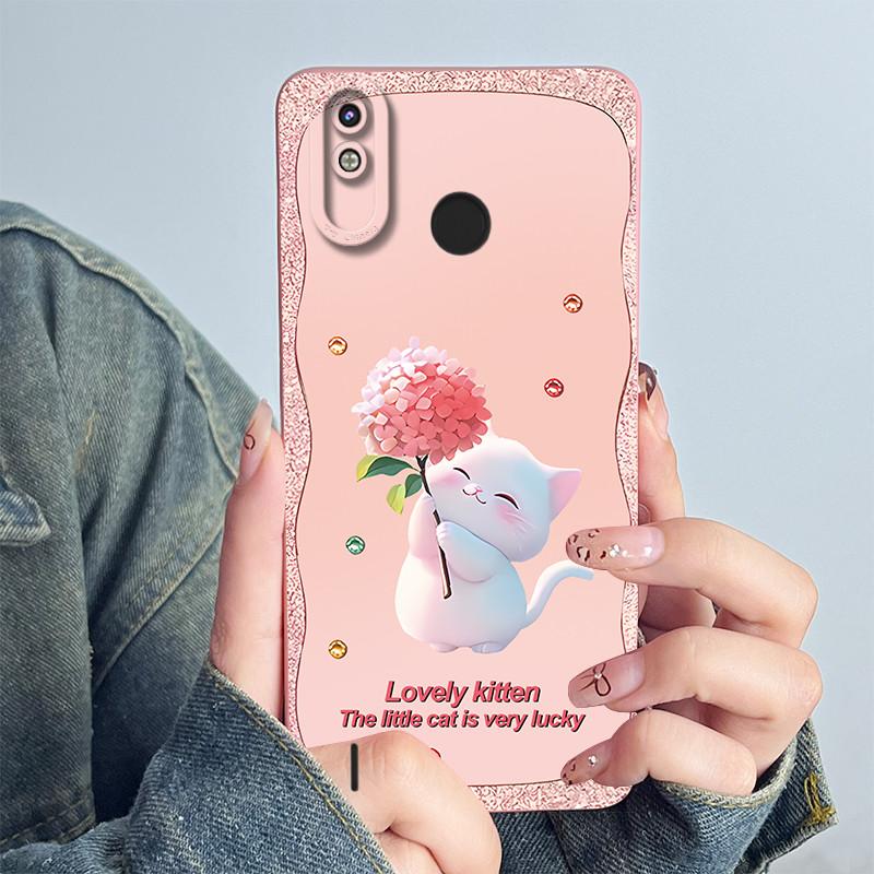 For Tecno Spark 4 Lite / Pop 3 Plus Phone Case Cover KC8S Soft Silicone Sweet Painted Cartoon Funda Lovely Printed Coque Casing