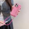 For iPhone 16 Pro Case Zipper Card Holder Mirror Snake Texture PU + PC Back Cover with Lanyard