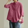 ZANZEA Women Turn Down Collar Solid Color Loose Long Sleeve Blouse