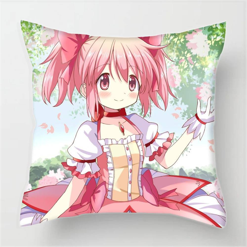 Anime M-Madoka M-Magica CUTE GIRL  Pillowcases Cushion Covers Living Room Sofas Home Decor Gifts