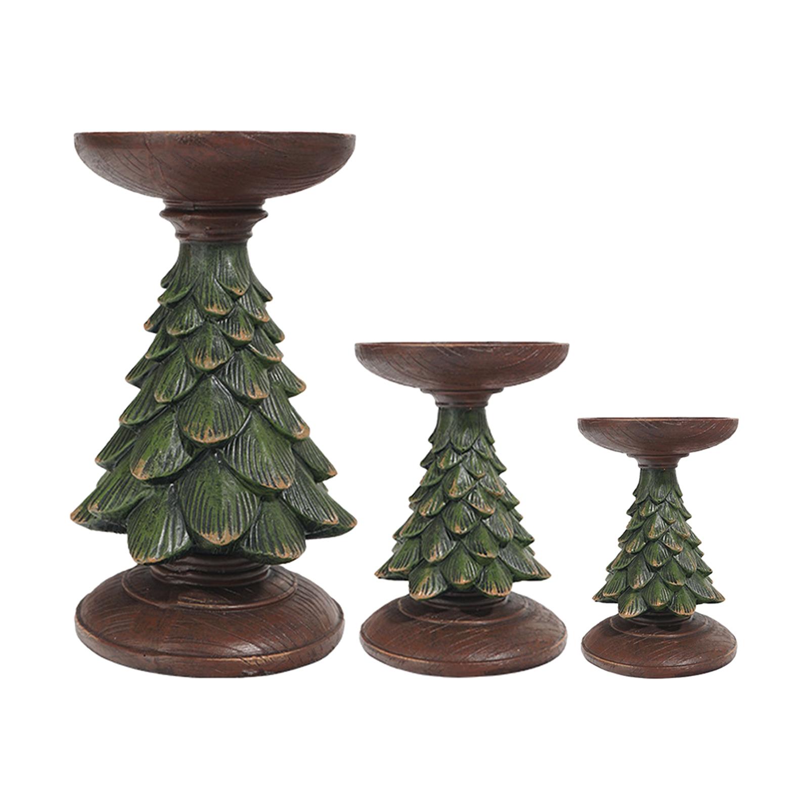 Resin Christmas Tree Candle Holder Candlestick Decorative Candle Stand Table 8.5cmx8.5cmx15.5cm