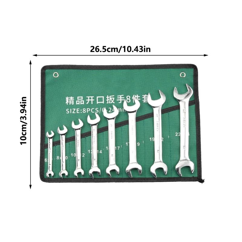 Comprehensive Manual Wrench Set Mirror Finish Double Head Open End Spanner Kit 6-24mm/6-27mm with Storage Rolling Bag
