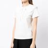 Self-Portrait SS23 Solid Color Bow Short Sleeve T-Shirt Women tops White RS23109TW