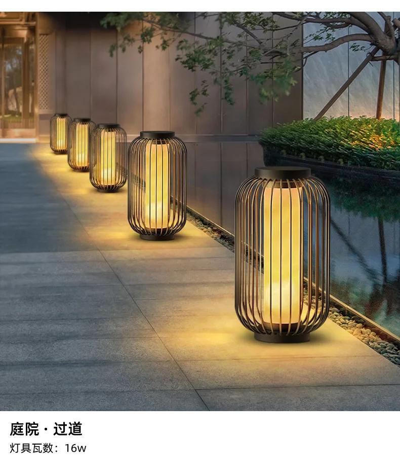 Solar birdcage column headlamp garden villa lawn lamp garden area floor lamp waterproof residential floor lamp